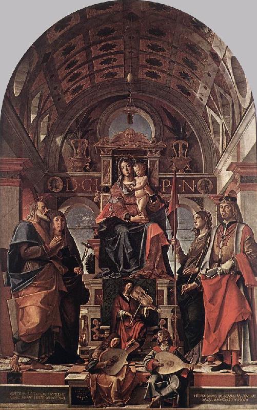 MONTAGNA, Bartolomeo Madonna and Child Enthroned with Saints sg Sweden oil painting art